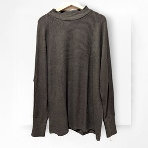 Matty M Tunic Sweater Olive Green Ribbed Mock Neck Large